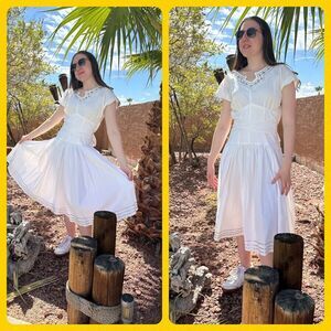 Vtg Karen Alexander Saks Fifth Avenue Southwestern Flare Dress Medium Beaded